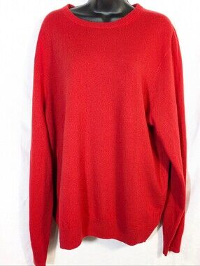 J Crew Men's Cashmere Crewneck Sweater Soft Lightweight Luxury Prepppy Red XL